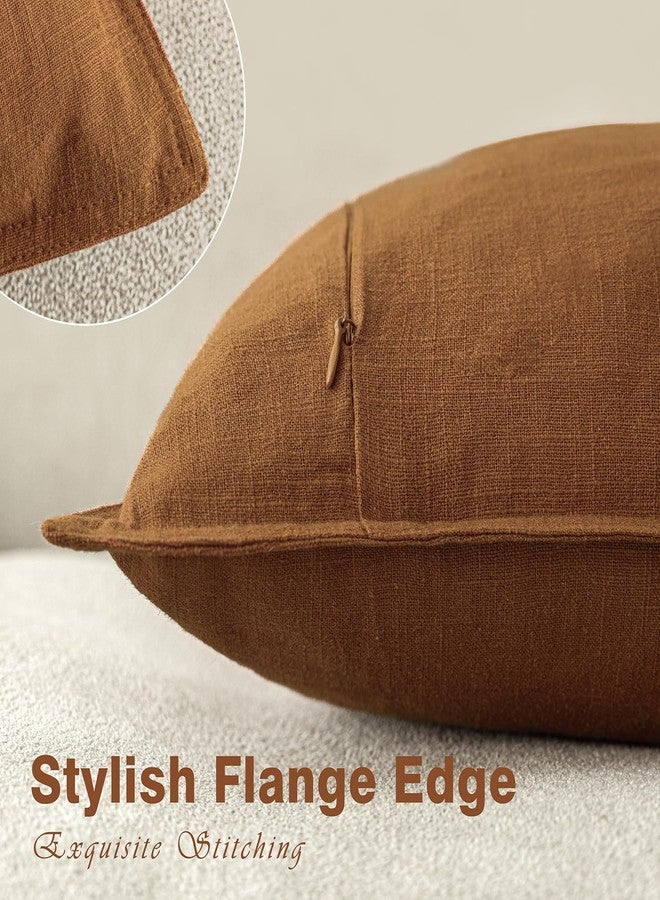 Foindtower Pack of 2, Decorative Linen Soild Throw Pillow Covers Soft Accent Lumbar Cushion Case Farmhouse Pillowcase for Chair Couch Sofa Bedroom Living Room Home Decor 12 x 20 Inch Autumn Orange - Image 3